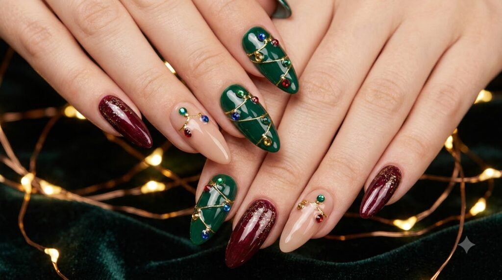 25 Gorgeous Christmas Lights Nail Ideas You’ll Want to Save for the Holidays