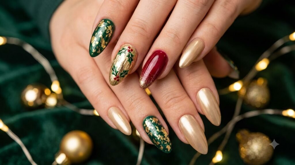 Christmas Gold Nail Designs