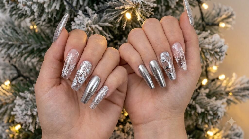 Christmas Silver Nails
