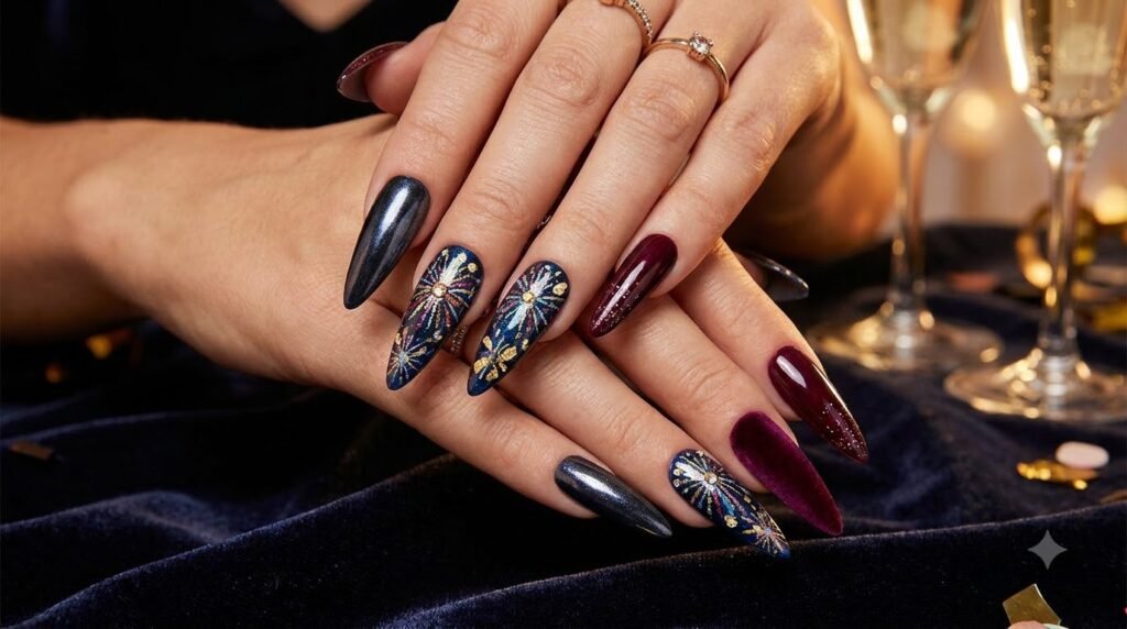 New Year Firework Nails
